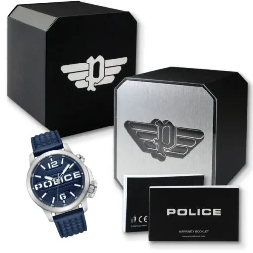 Police Herrenuhr Leder dunkelblau Police Automated Armbanduhr UPOD0021702