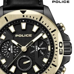 Police Herrenuhr Leder schwarz Police Electrical Armbanduhr UPOF0022501