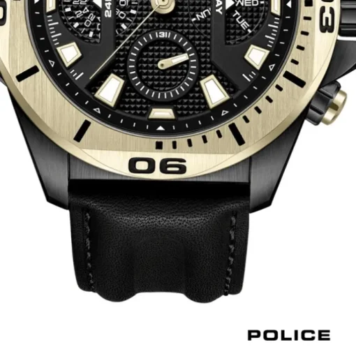 Police Herrenuhr Leder schwarz Police Electrical Armbanduhr UPOF0022501