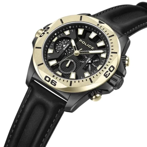 Police Herrenuhr Leder schwarz Police Electrical Armbanduhr UPOF0022501