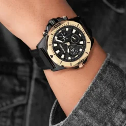 Police Herrenuhr Leder schwarz Police Electrical Armbanduhr UPOF0022501