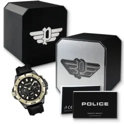 Police Herrenuhr Leder schwarz Police Electrical Armbanduhr UPOF0022501