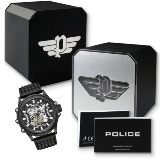 Police Herrenuhr Leder schwarz Police Luang Armbanduhr UPOE1601801