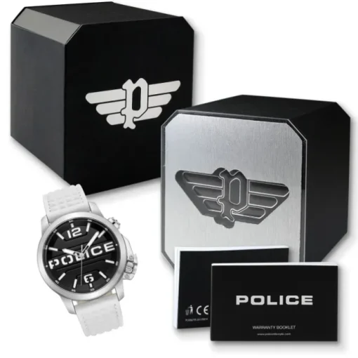 Police Herrenuhr Leder weiß Police Automated Armbanduhr UPOD0021704