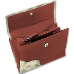 Portemonnaie Hochformat Leder rot, grau Damen DrachenLeder OPS700R