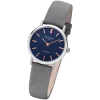 Regent Damen Armbanduhr Analog F-1222 Quarz-Uhr Leder grau URF1222
