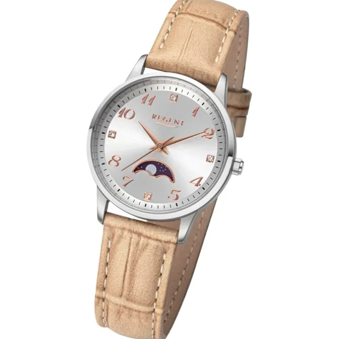 Regent Damen Armbanduhr Analog Lederarmband hellbraun UR2112551