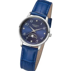 Regent Damen Armbanduhr Analog Lederarmband blau UR2112552