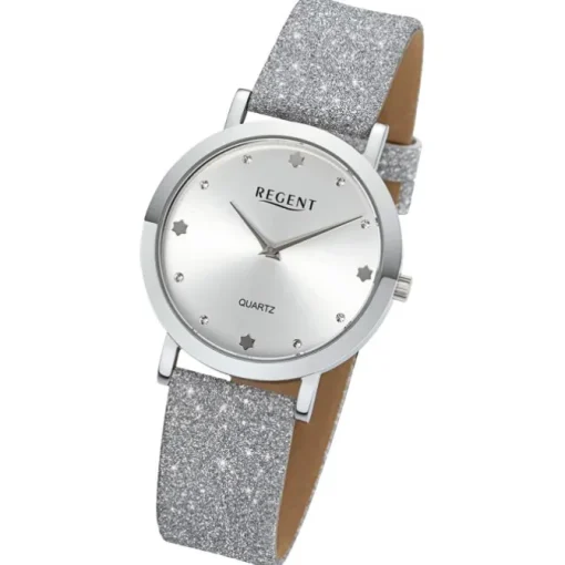 Regent Damen Armbanduhr Analog Lederarmband silber UR2154071