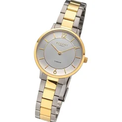 Regent Damen Armbanduhr Analog Metallarmband silber gold URF1340
