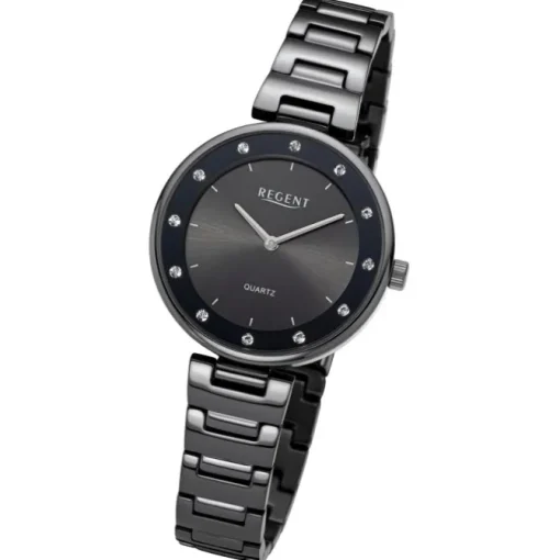 Regent Damen Armbanduhr Analog Metallarmband dunkelgrau UR2254043