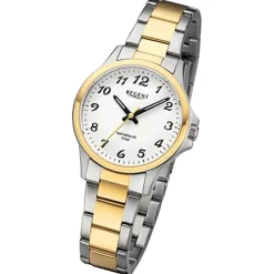 Regent Damen Armbanduhr Analog Metallarmband silber gold URF1460