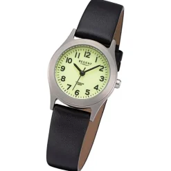 Regent Damen Armbanduhr Analog Lederarmband schwarz URF1313