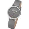Regent Damen Armbanduhr Analog Lederarmband grau URF1319