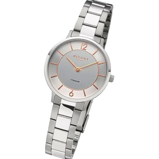 Regent Damen Armbanduhr Analog Metallarmband silber URF1339