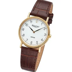 Regent Damen Armbanduhr Analog Lederarmband braun URF1430