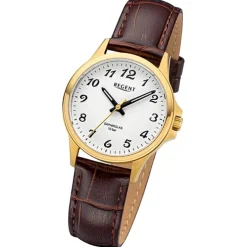 Regent Damen Armbanduhr Analog Lederarmband braun URF1458
