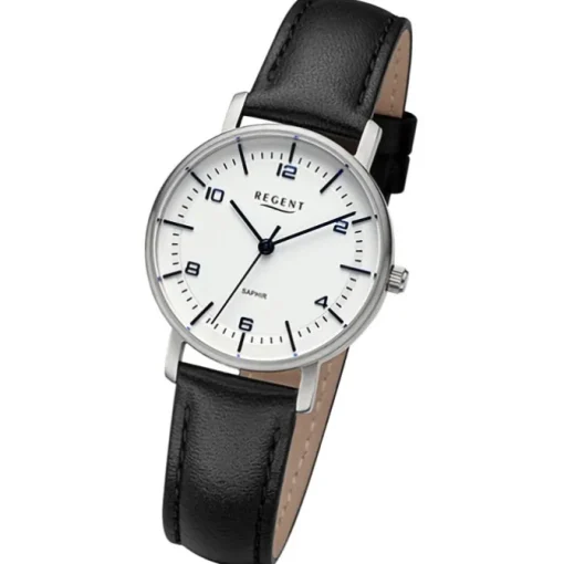 Regent Damen Armbanduhr Analog Lederarmband schwarz URF1479