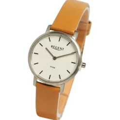 Regent Damen Armbanduhr Analog Lederarmband hellbraun UR2094057