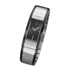Regent Damen Armbanduhr Analog GM-2101 Quarz-Uhr Metallband schwarz silber URGM2101