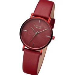 Regent Damen Armbanduhr Analog Lederarmband rot URBA747