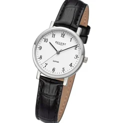 Regent Damen Armbanduhr Analog Lederarmband schwarz URF1426