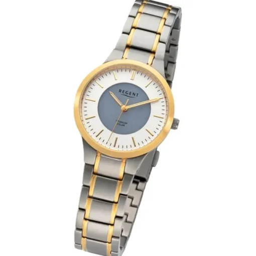 Regent Damen Armbanduhr Analog Metallarmband silber gold URBA713