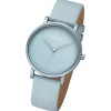 Regent Damen Armbanduhr Analog Lederarmband graublau URBA809