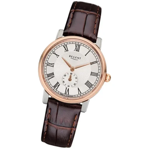 Regent Damen Armbanduhr Analog GM-1606 Quarz-Uhr Leder braun URGM1606