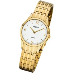 Regent Damen Armbanduhr Analog GM-1619 Quarz-Uhr Metall gold URGM1619
