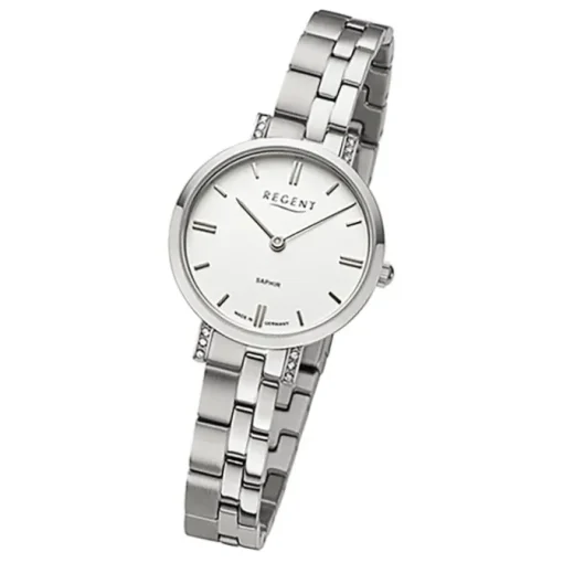 Regent Damen Armbanduhr Analog GM-2120 Quarz-Uhr Metallband silber URGM2120