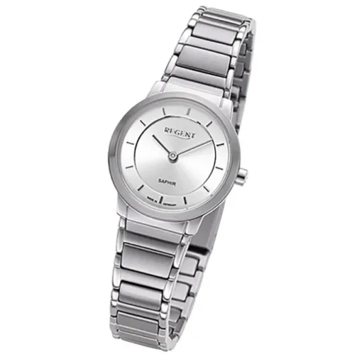 Regent Damen Armbanduhr Analog GM-2130 Quarz-Uhr Metallband silber URGM2130