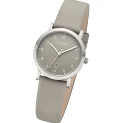 Regent Damen Armbanduhr Analog Lederarmband grau UR2092529
