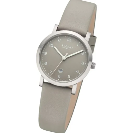 Regent Damen Armbanduhr Analog Lederarmband grau UR2092529