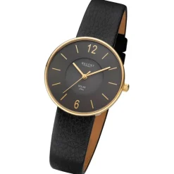 Regent Damen Armbanduhr Analog Lederarmband schwarz URBA720