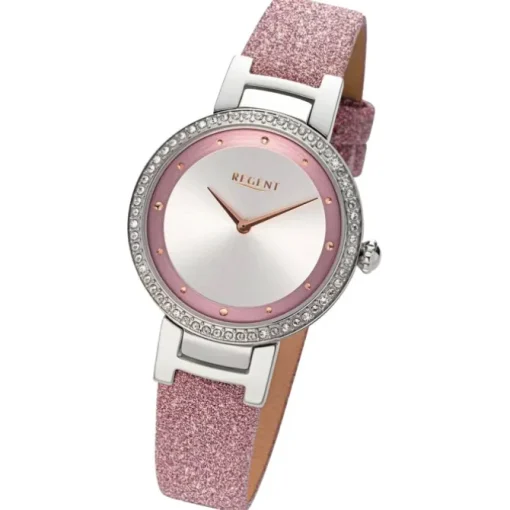 Regent Damen Armbanduhr Analog Lederarmband rosa URBA799