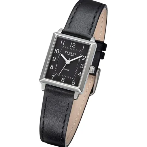Regent Damen Armbanduhr Analog Lederarmband schwarz URF1316