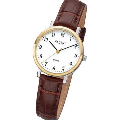 Regent Damen Armbanduhr Analog Lederarmband braun URF1427