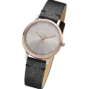 Regent Damen Armbanduhr Analog Lederarmband schwarz URBA696
