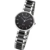 Regent Damen Armbanduhr Analog Keramikarmband silber schwarz URF1462
