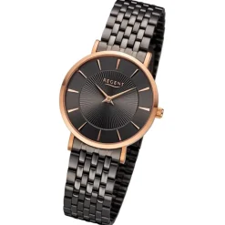 Regent Damen Armbanduhr Analog Metallarmband schwarz URF1492
