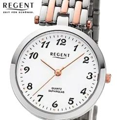 Regent Damen Armbanduhr Analog Metallarmband silber rosegold URF1324