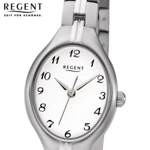 Regent Damen Armbanduhr Analog F-1162 Quarz-Uhr Titan silber URF1162