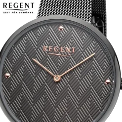 Regent Damen Armbanduhr Analog BA-570 Quarz-Uhr Edelstahl grau URBA570
