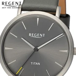 Regent Damen Armbanduhr Analog Lederarmband dunkelgrau UR2094103
