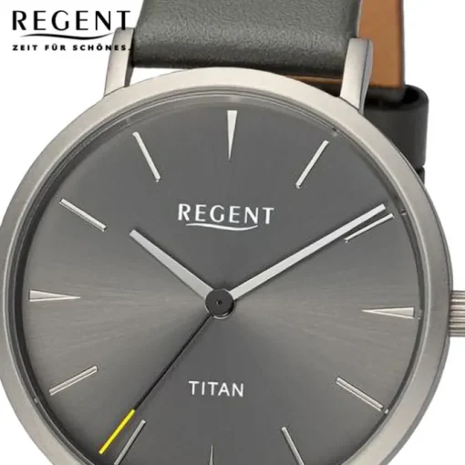 Regent Damen Armbanduhr Analog Lederarmband dunkelgrau UR2094103