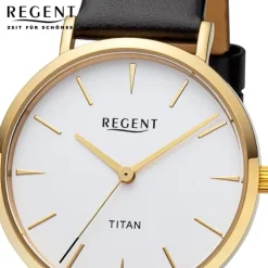 Regent Damen Armbanduhr Analog Lederarmband schwarz UR2094104