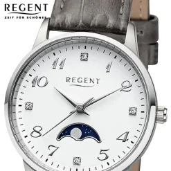 Regent Damen Armbanduhr Analog Lederarmband grau UR2112550