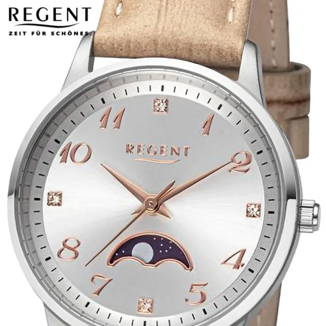 Regent Damen Armbanduhr Analog Lederarmband hellbraun UR2112551