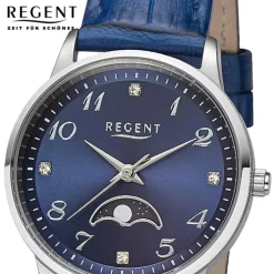 Regent Damen Armbanduhr Analog Lederarmband blau UR2112552